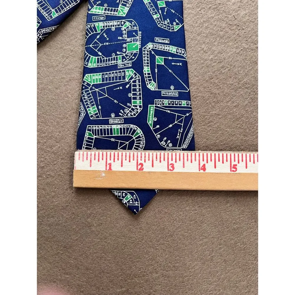 Vintage Josh Bach Classic Historical Baseball Ballparks Silk Men's Novelty Tie